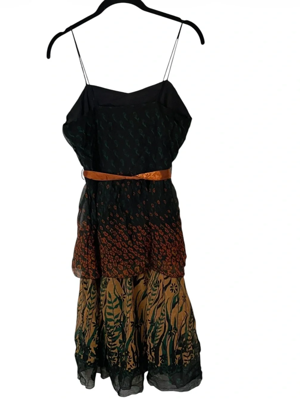 Y2K Angie Mixed Print Dress Black Floral Tiered Medium NWT